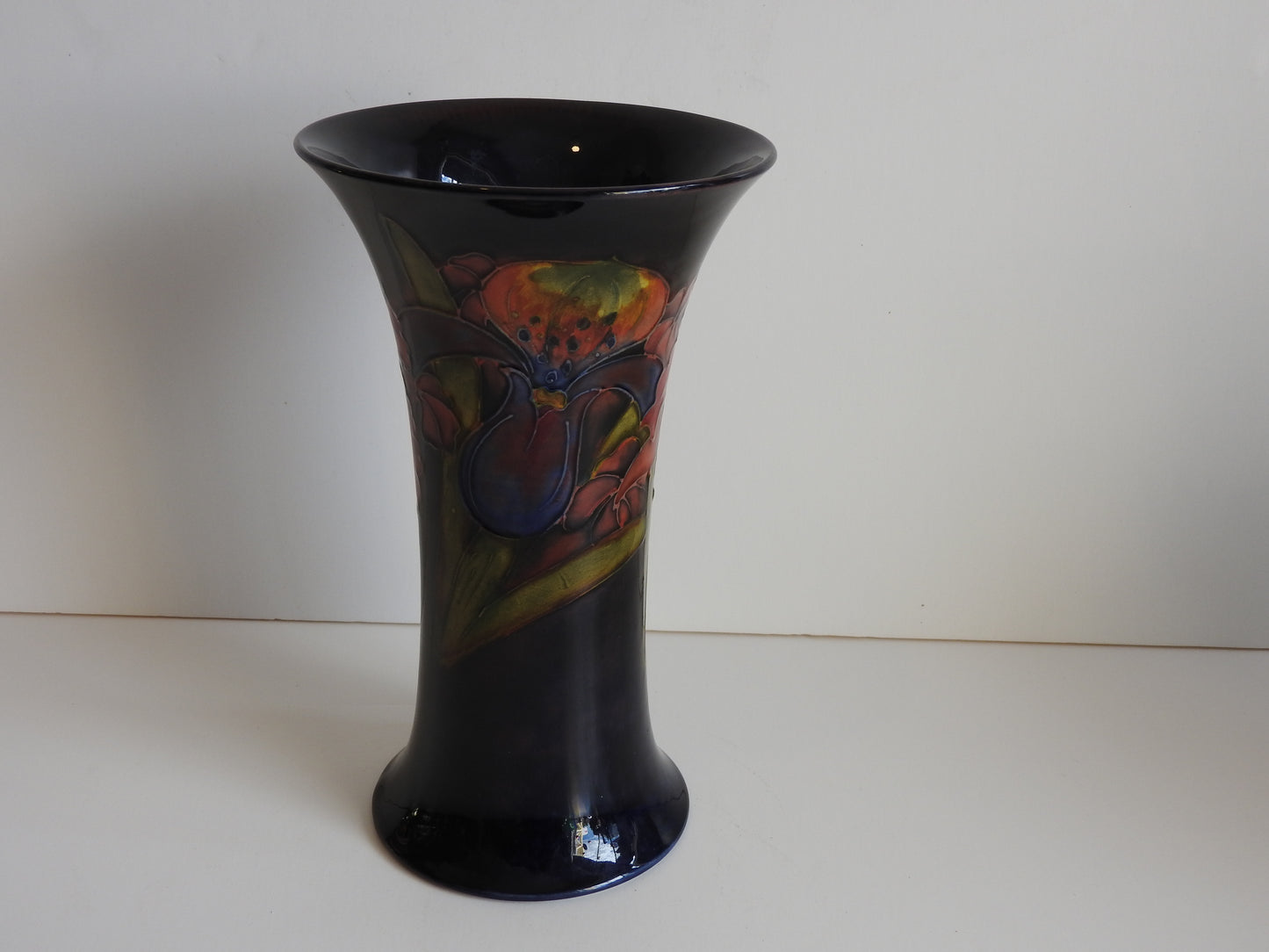 Moorcroft Orchid Vase on Cobalt Blue background c1930's