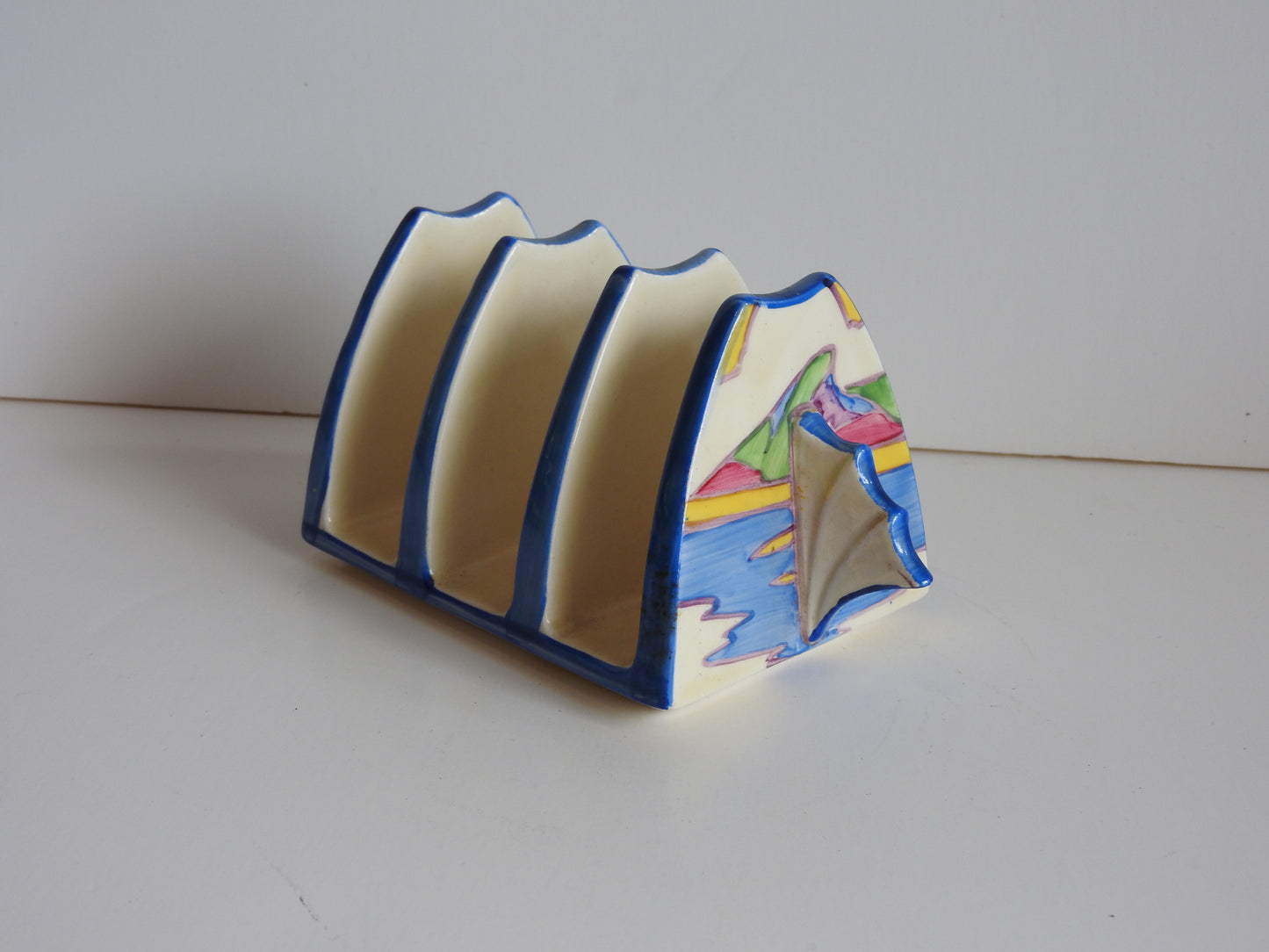 Clarice Cliff Bizarre Gibraltar Daffodil shape toast rack