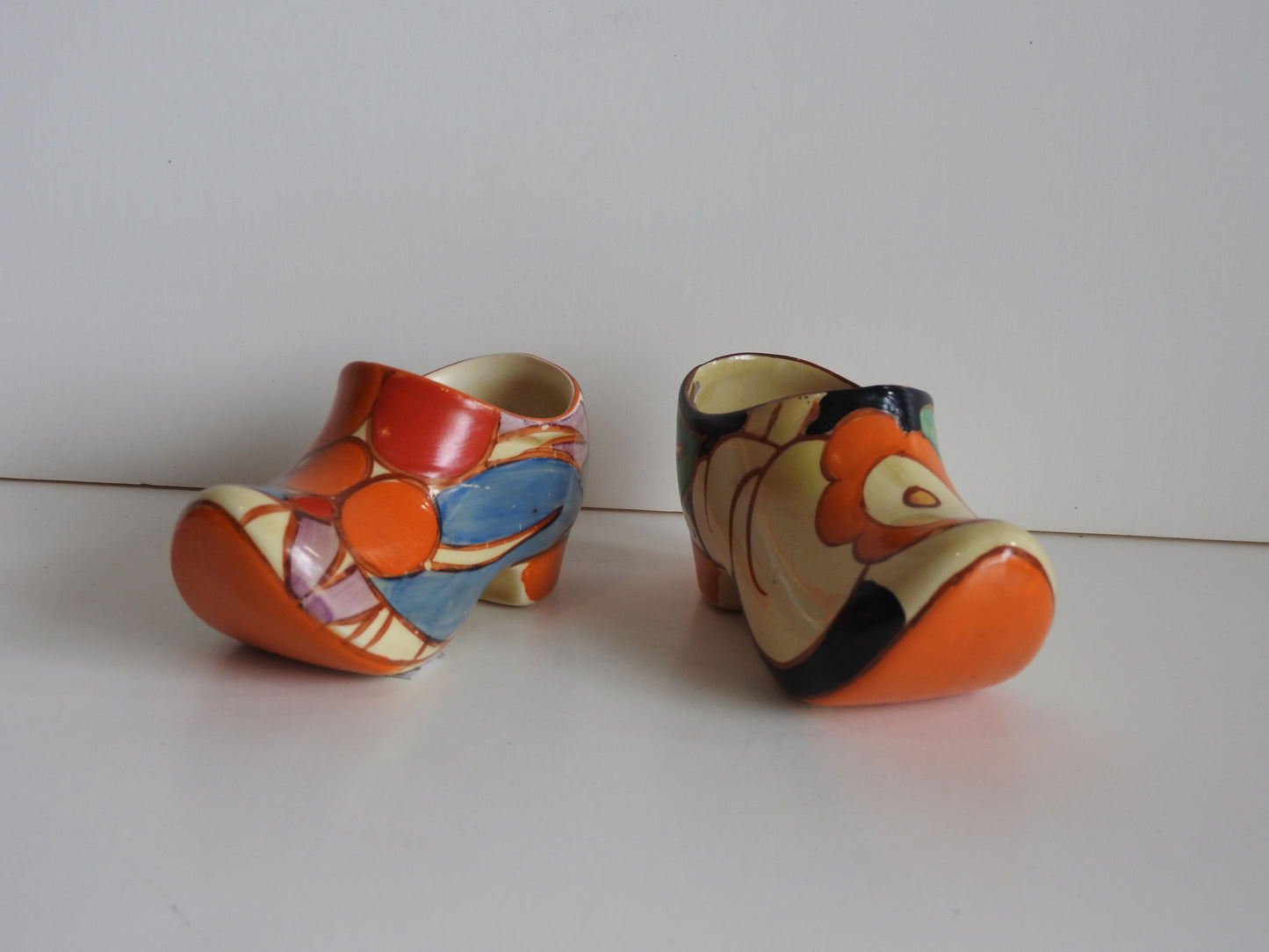 2 Clarice Cliff Bizarre Sabots in Berries and Floreat