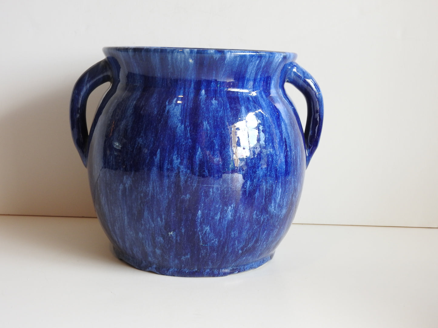 Tas John Campbell 1930's Blue Pottery twin handle vase