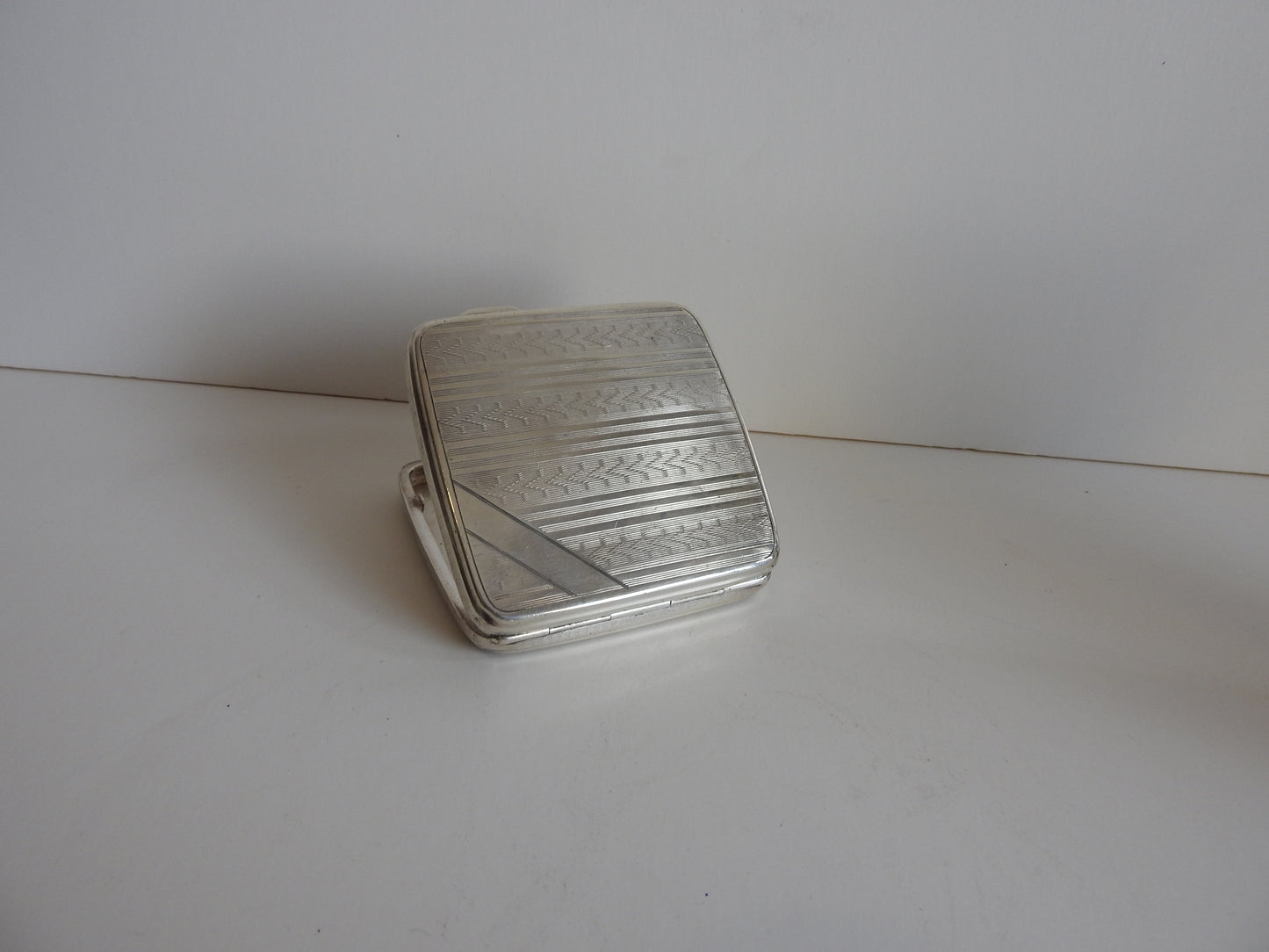 Sterling Silver machine turned cigarette case Chester 1922 Trevitt & Sons